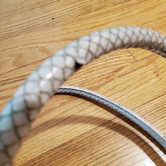 Escada Small Leather Handbag snake Handles Logo Fob with Tassel Ivory Italy - Picture 4 of 11